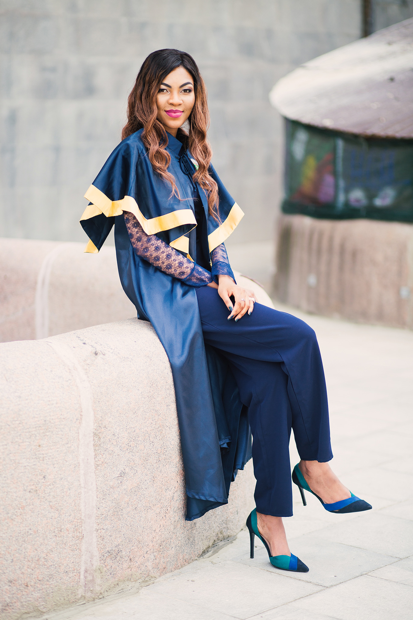 graduation gown with jumpsuit