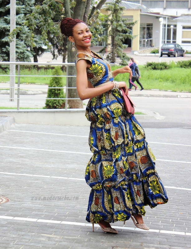 African print long top dress styles